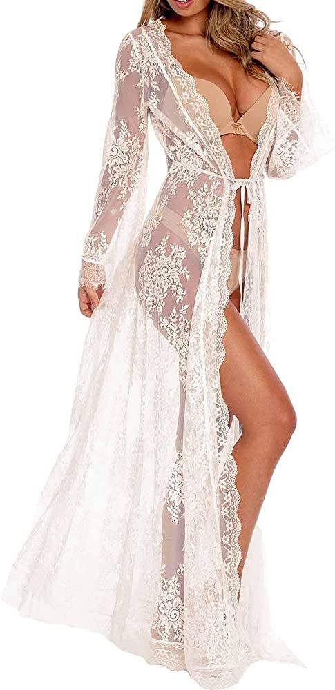 Vivilover Women's Sexy Lace Long Maxi Beach Dress Swimwear Coverups | Amazon (US)