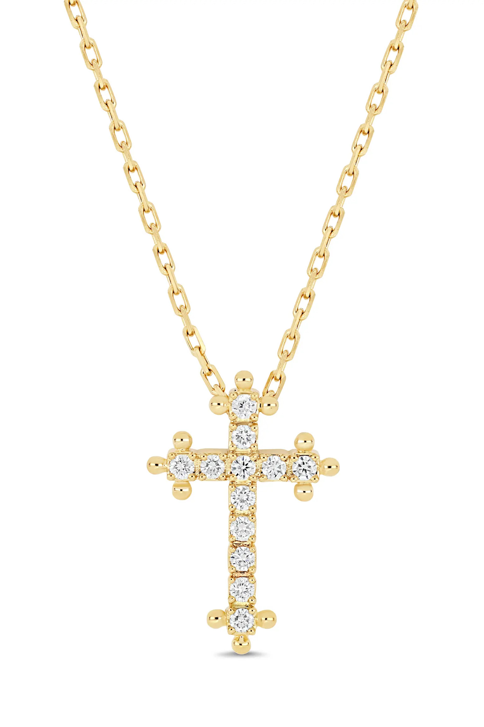 18K Florentine Natural Diamond Cross Pendant Necklace (Women) | Nordstrom | Nordstrom