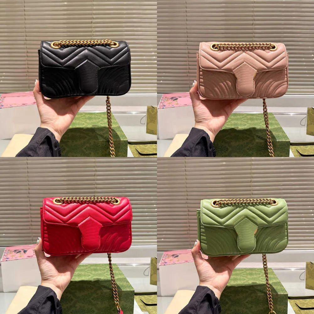 designer Crossbody Bags Women's Leather Wallet Gold Chain Handbag Pure Color Marmont Mini Shoulde... | DHGate