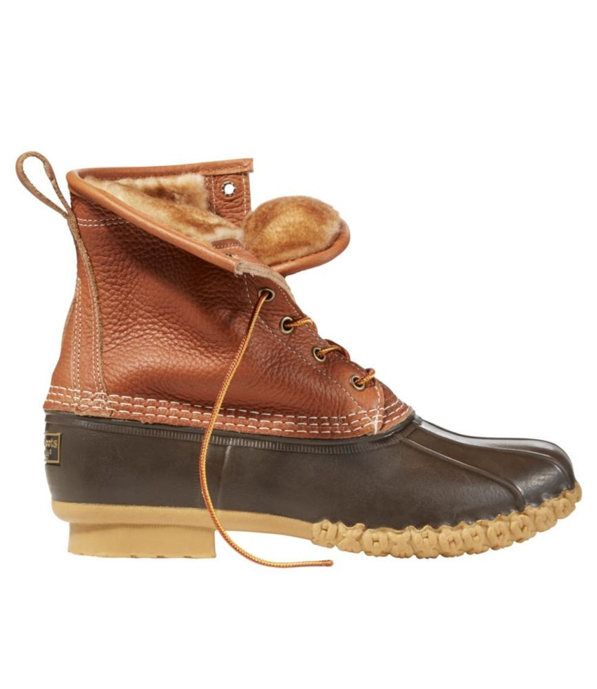 Men's Bean Duck Boots, 8" Shearling-Lined Insulated Tan/Bean Boot Brown/Gum 12(D), Leather/Rubber L.L.Bean | L.L. Bean