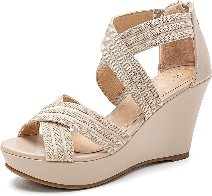 SANDALUP Back Zipper Sandals Wedges Shoes for Women | Amazon (US)