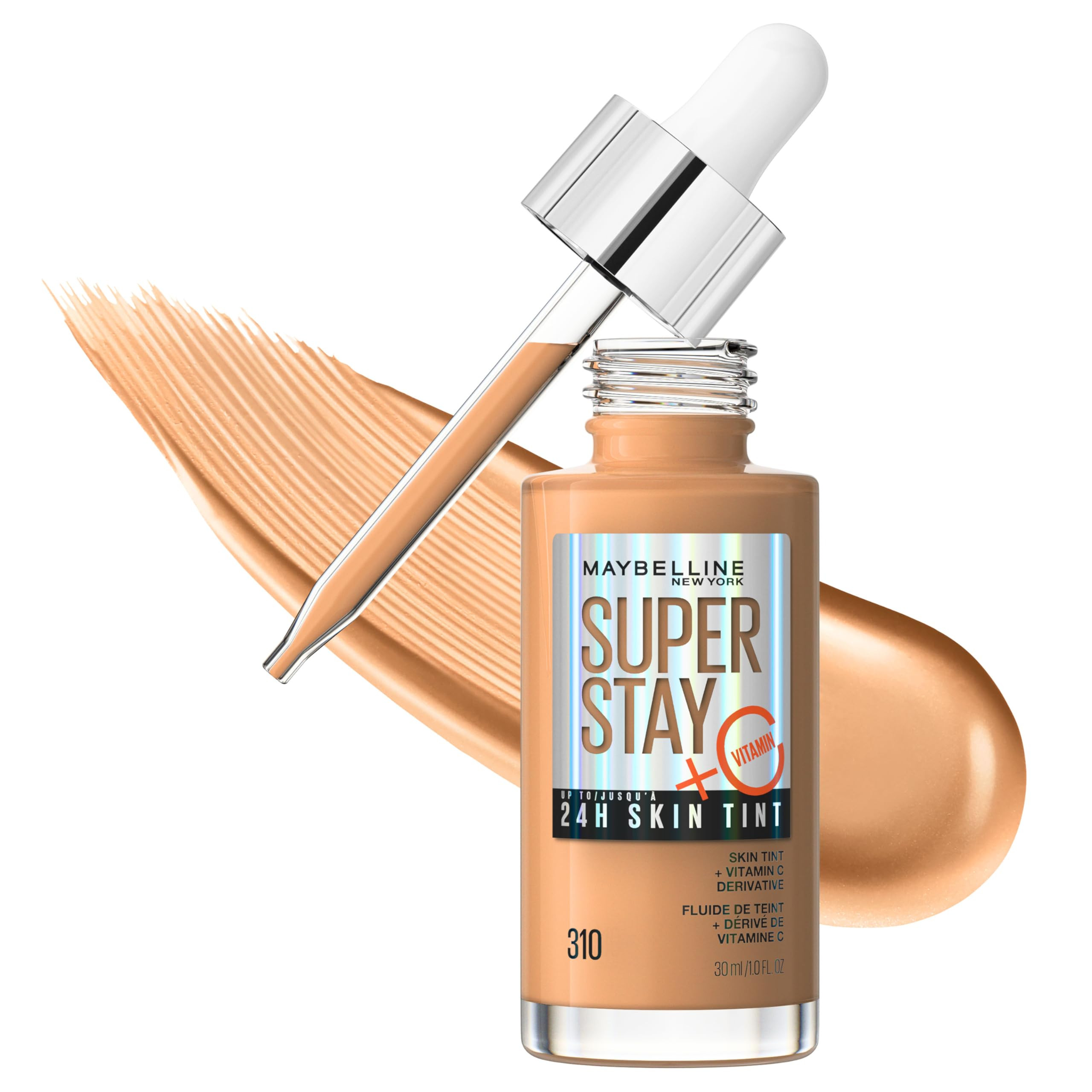 Maybelline Super Stay Up to 24HR Skin Tint, Radiant Light-to-Medium Coverage Foundation, Makeup Infused With Vitamin C, 310, 1 Count | Amazon (US)