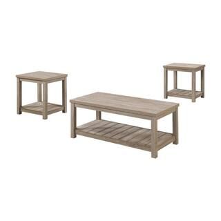 Coaster Home Furnishings Bairn 46.75 in. Greige Rectangle Wood 3-piece Occasional Coffee Table se... | The Home Depot