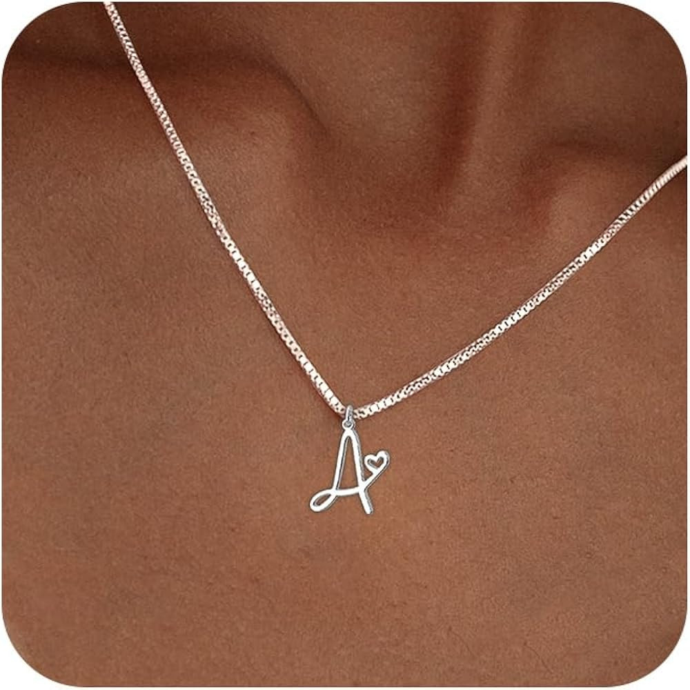 Initial Necklaces for Women Trendy, Dainty Silver Letter Necklace Cute Pendant Choker Name Neckla... | Amazon (US)