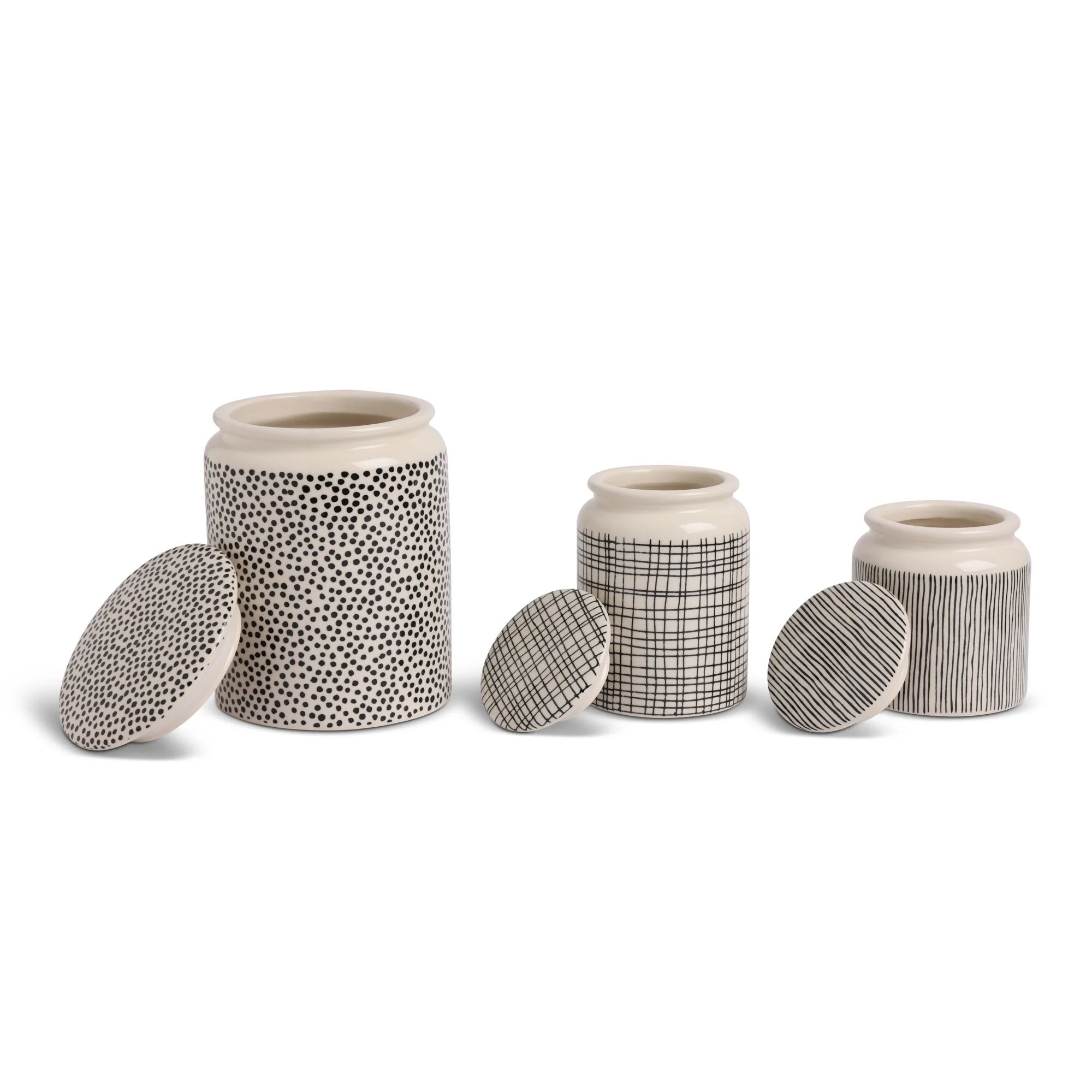 Thyme & Table 3-Piece Stoneware Food Storage Jar Set | Walmart (US)