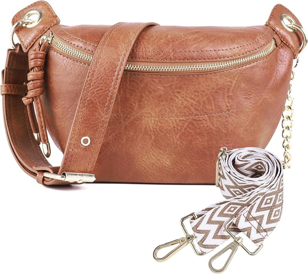 Fanny Packs Waist Bag for Women-Fashion Crossbody Bags Chest Purses Belt Bag with 2 Adjustable St... | Amazon (US)