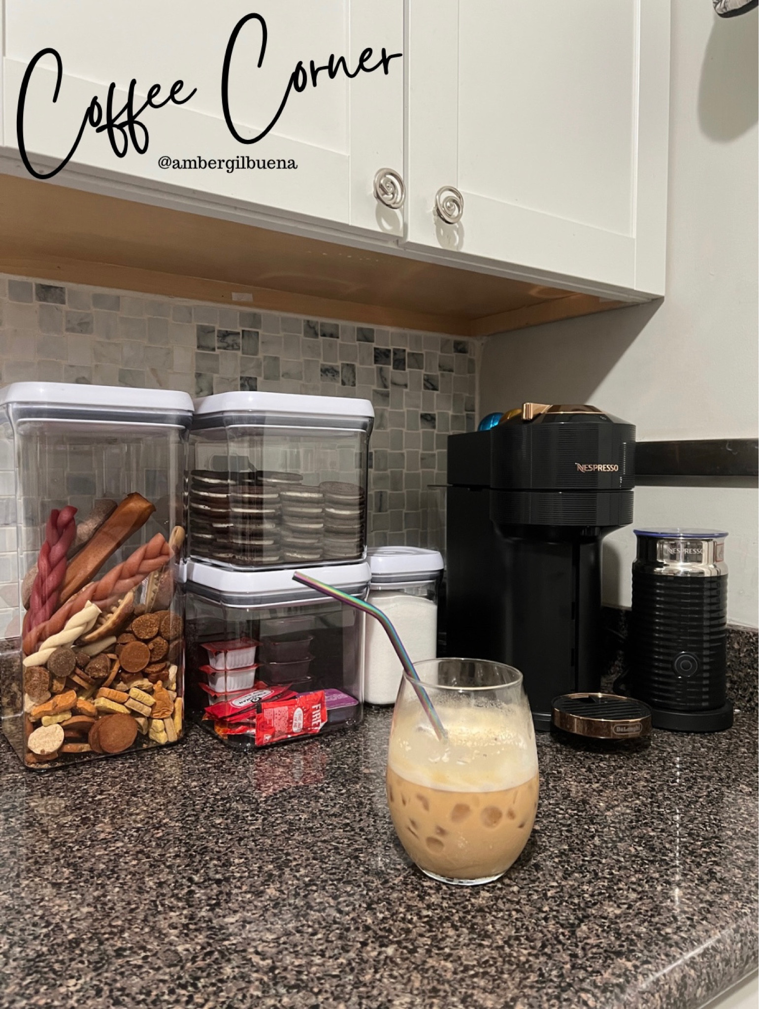 Loving my new corner set up for my Nespresso, Aeroccino, and Oxo containers.

#LTKFind #LTKhome