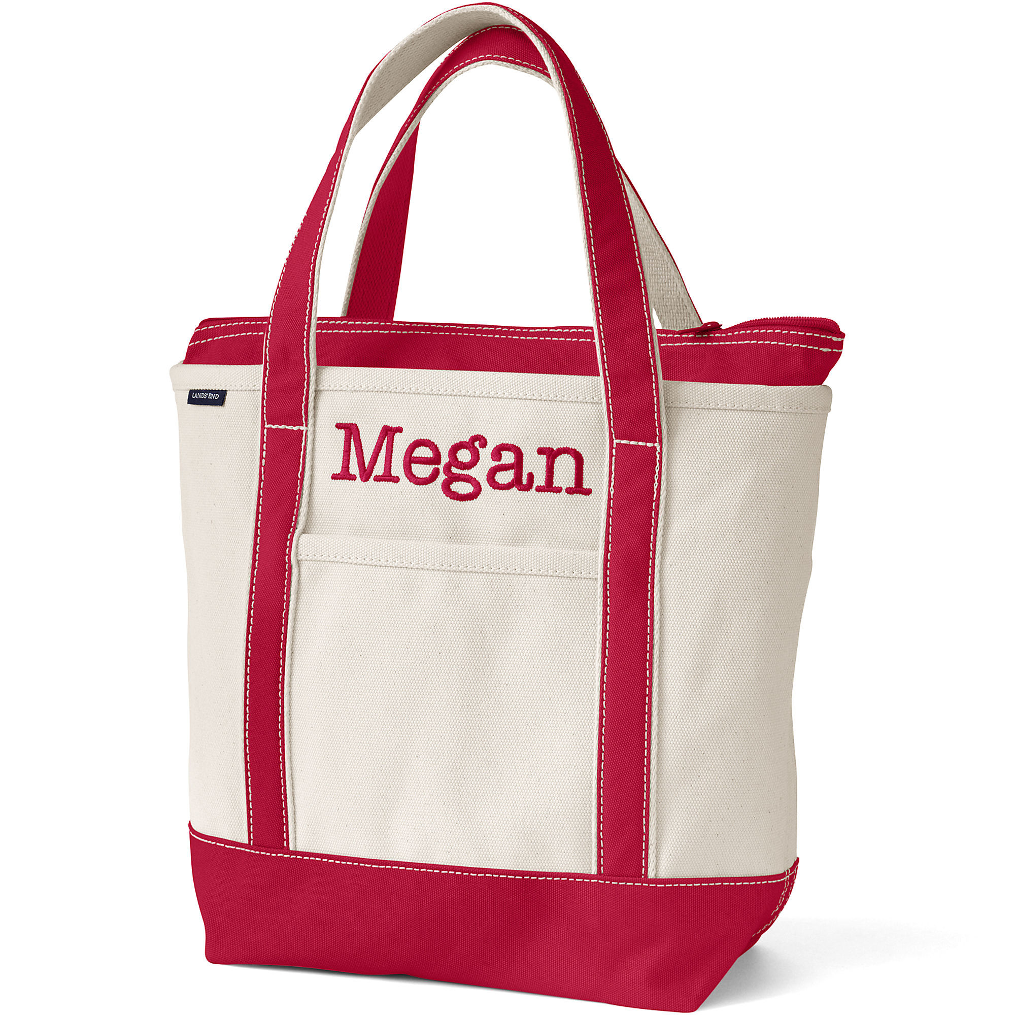 Medium Natural 5 Pocket Zip Top Canvas Tote Bag | Lands' End (US)