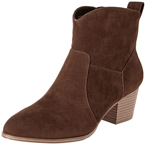 Amazon Essentials Women's Western Ankle Boots with Stacked Heel, Dark Toffee Brown, 8 | Amazon (US)