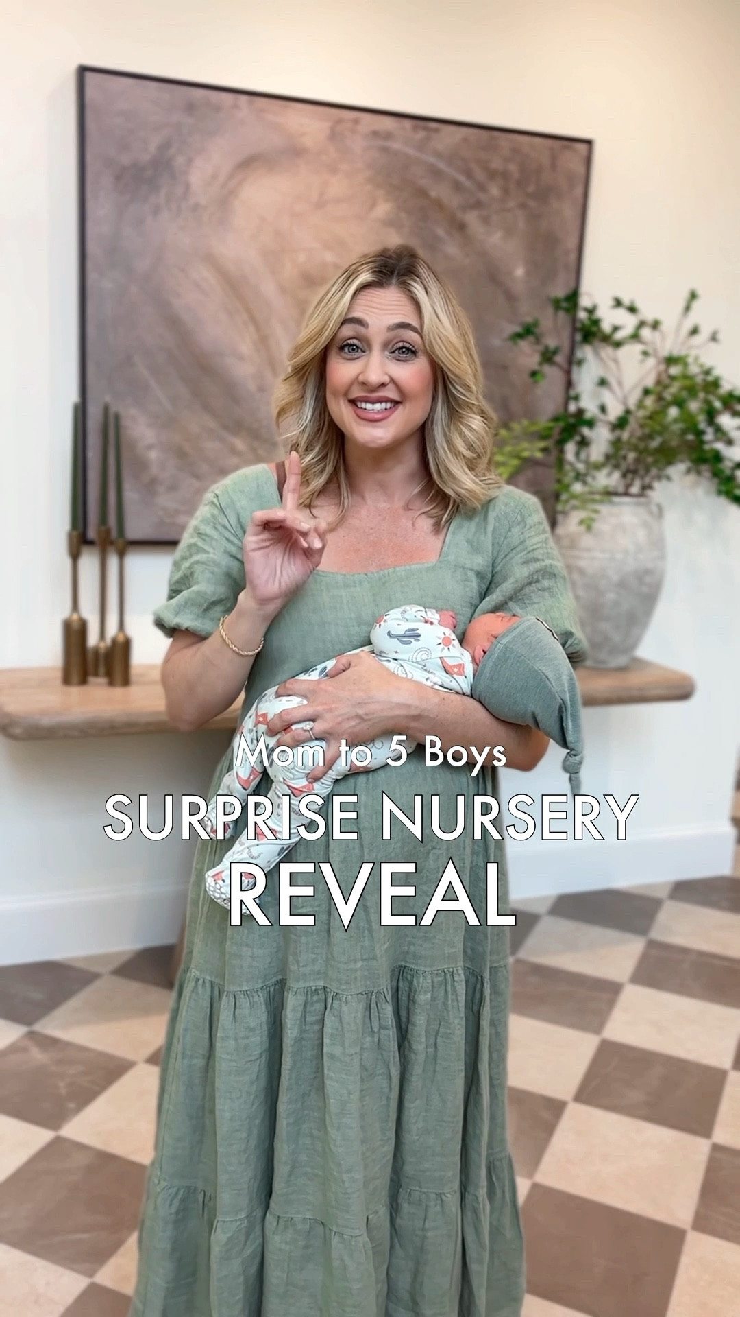 Cal Ryan nursery reveal! Baby boy nursery. Linked all things - vintage brass crib, wallpaper, ivory rug, chandelier, baby blankets, dresser, lamp, power glider / rocker and more! Paint color is “Illusive Green” by Sherwin Williams.

#LTKBaby #LTKBump #LTKFamily