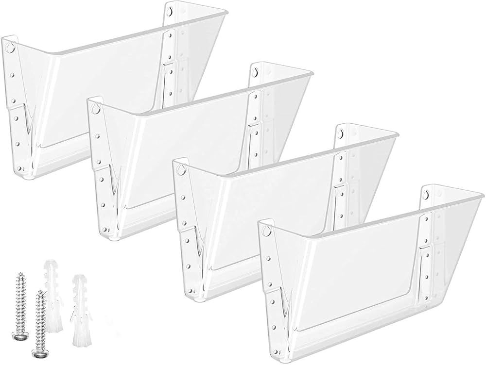 MaxGear Acrylic File Holder Wall Organizer 4 Pockets Hanging File Organizers Wall Mounted Paper O... | Amazon (US)