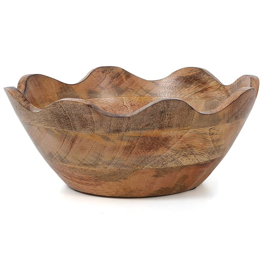 Mela Artisans Wooden Scalloped Bowl - Medium | Ruffle Decorative Style | Rustic Kitchen Decor | M... | Amazon (US)