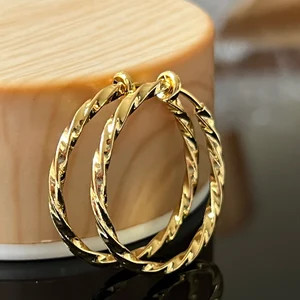 Clip on hoops gold plated twisted gold clipon earrings | Etsy (Global)