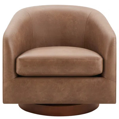 Bennett Vegan Leather Swivel Barrel Chair | AllModern