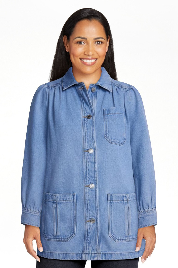 Scenario Women's and Women's Plus Chore Jacket with Long Puff Sleeves, Sizes XS-4X | Walmart (US)