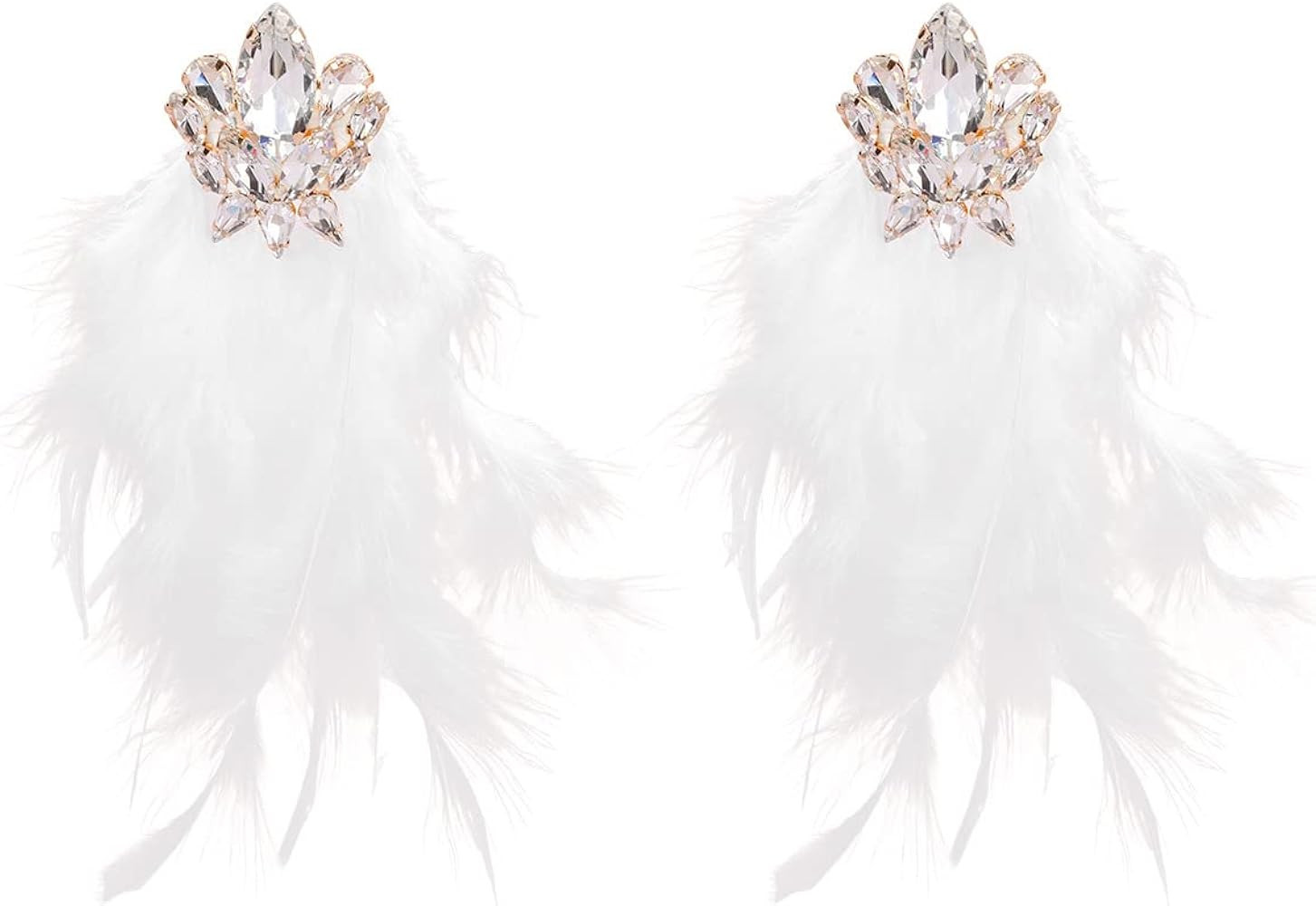 lureme Vintage Boho Oversize Large Feather Dangle Earrings for Women Strass Feather Drop Charm Ea... | Amazon (US)