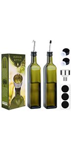 [2 PACK]Aozita 17 oz Glass Olive Oil Dispenser Bottle Set - 500ml Dark Brown Oil & Vinegar Cruet ... | Amazon (US)