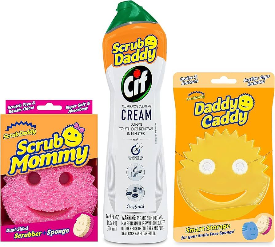 Scrub Daddy Scrub Mommy, Daddy Caddy + Cif All Purpose Cleaner - Scratch-Free, Dual-Sided Kitchen... | Amazon (US)