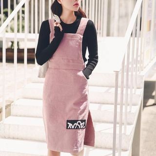 Applique Corduroy Pinafore Dress | YesStyle Global