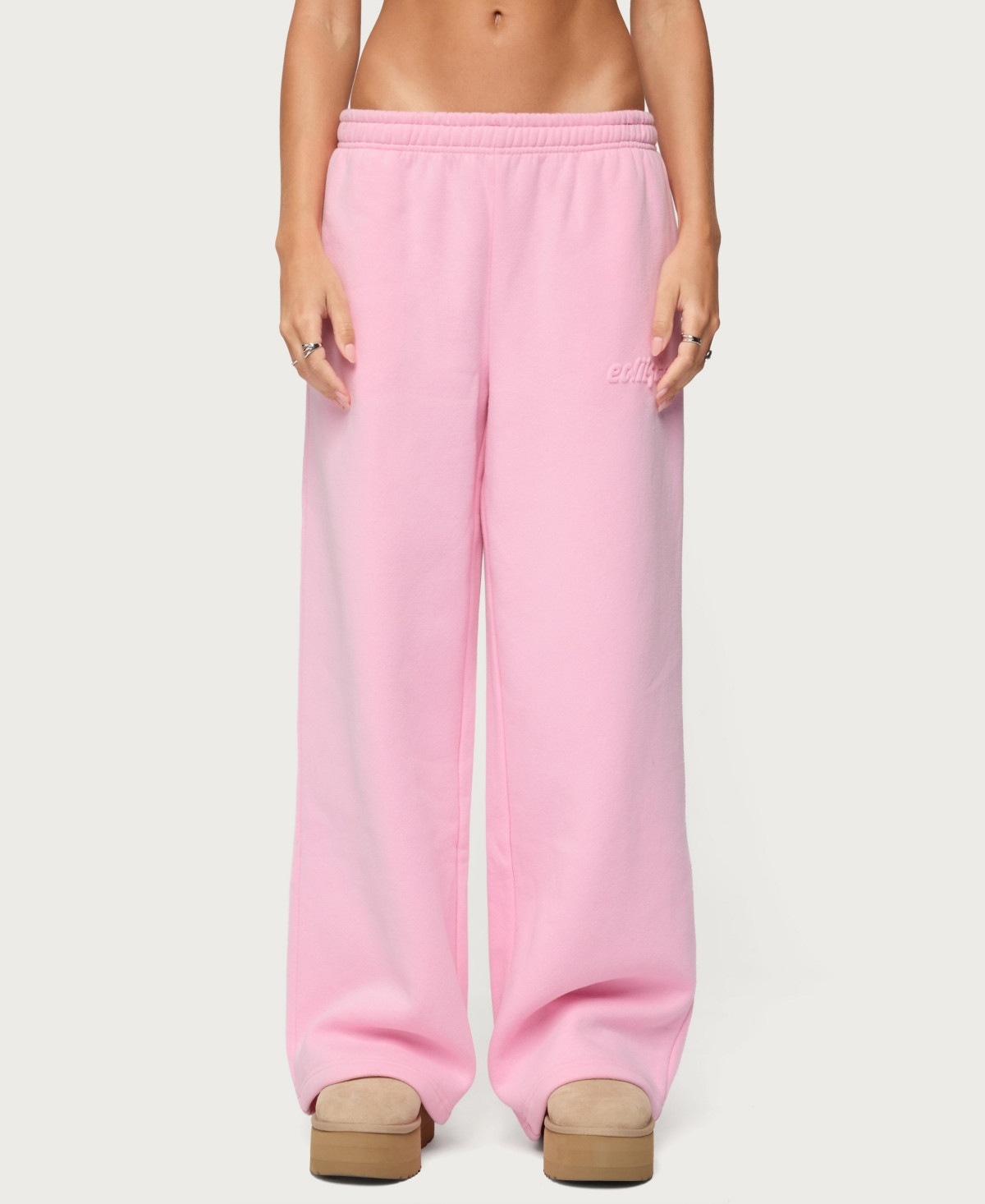 Edikted Women's Polyester Cotton Totally Sweatpants - Pink | Macy's