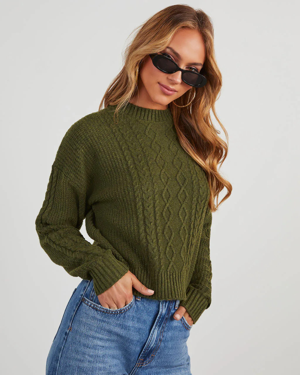 Messina Cable Knit Crewneck Sweater | VICI