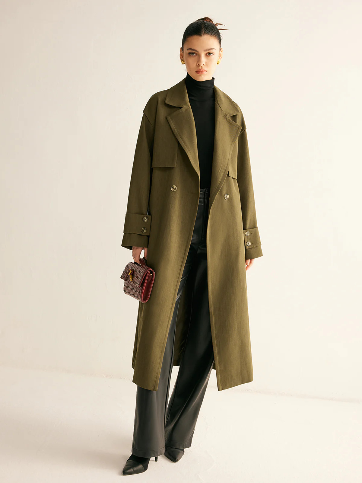 Retro Belted Long Trench Coat | Commense