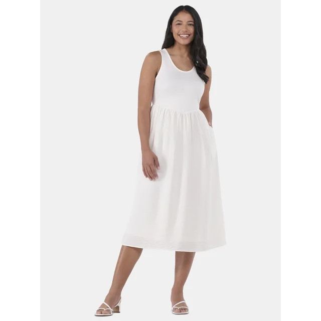Time and Tru Women's and Women’s Plus Sleeveless Mix Tank Dress, Sizes XS-4X | Walmart (US)