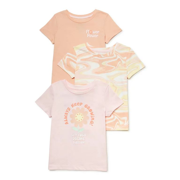 365 Kids from Garanimals Girls Short Sleeve T-Shirts, 3-Pack, Sizes 4-10 | Walmart (US)