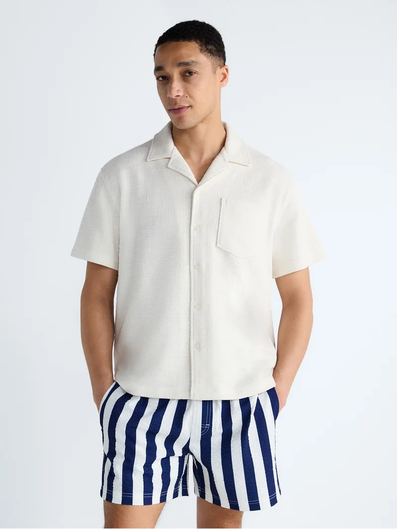 Free Assembly Men's Textured Camp Shirt with Short Sleeves, Sizes S-3XL | Walmart (US)