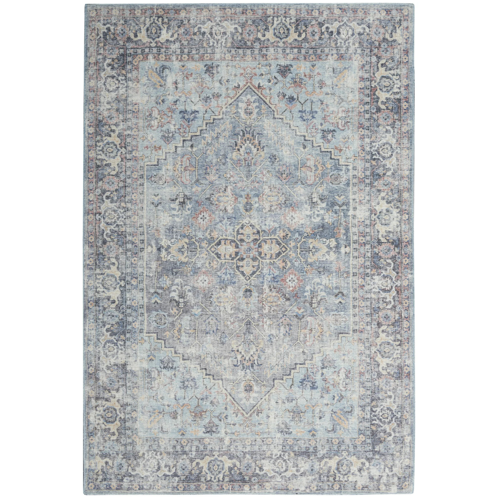 Nicole Curtis Machine Washable Series 1 Persian Light Grey/Blue 6' x 9' Area Rug, (6x9) | Walmart (US)
