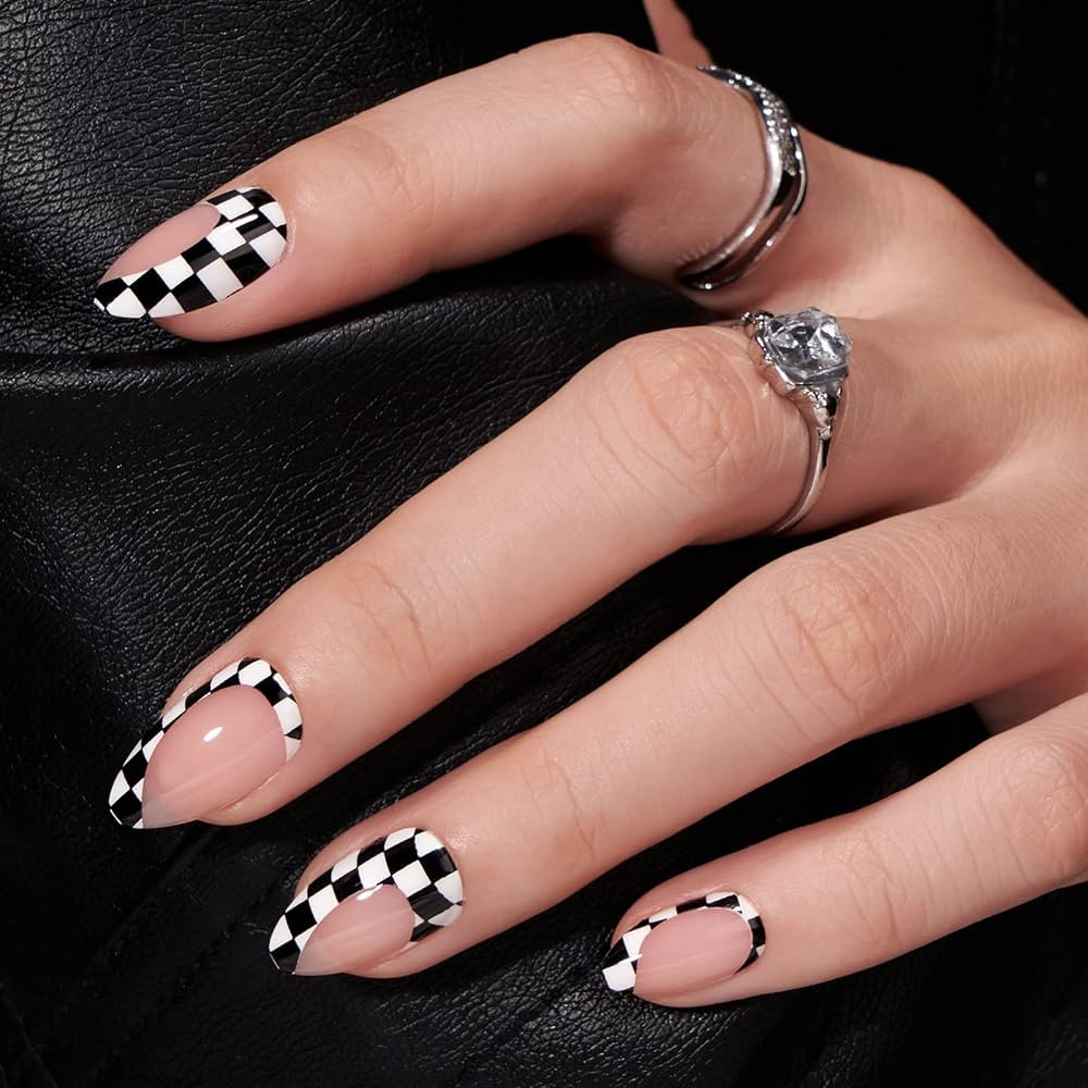 Black Press On Nails - BTArtbox Almond Fake Nails with Nail Glue, Fit Perfectly & Natural Reusabl... | Amazon (US)