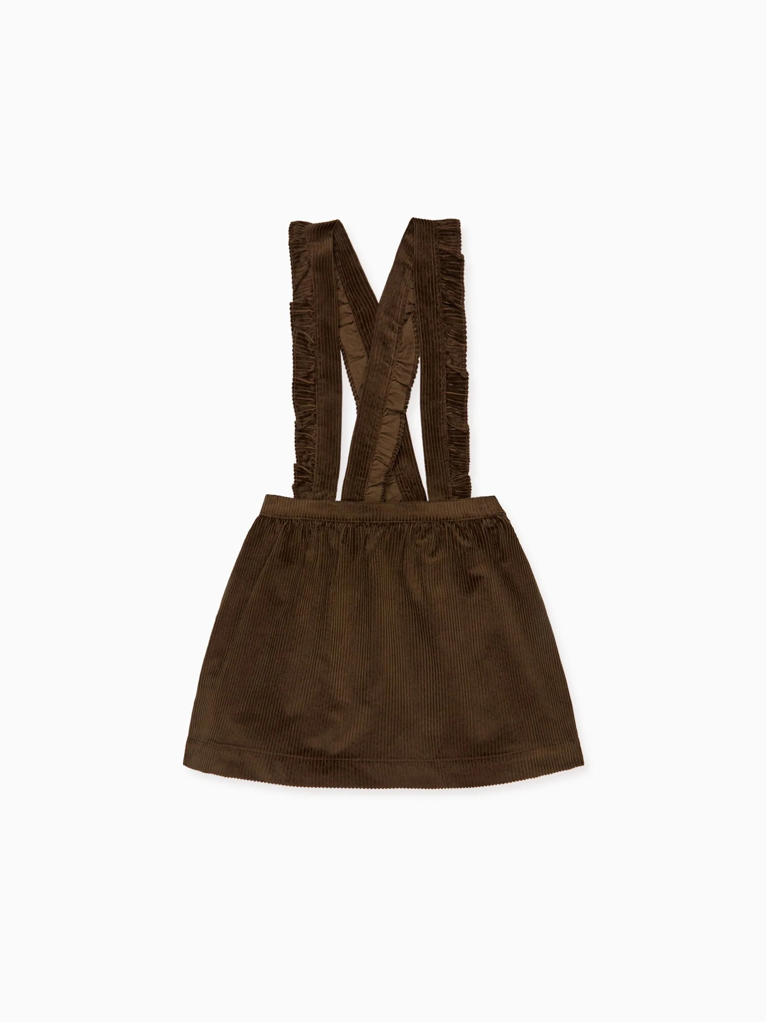 Chocolate Brown Reina Corduroy Girl Pinafore Skirt | La Coqueta (US)