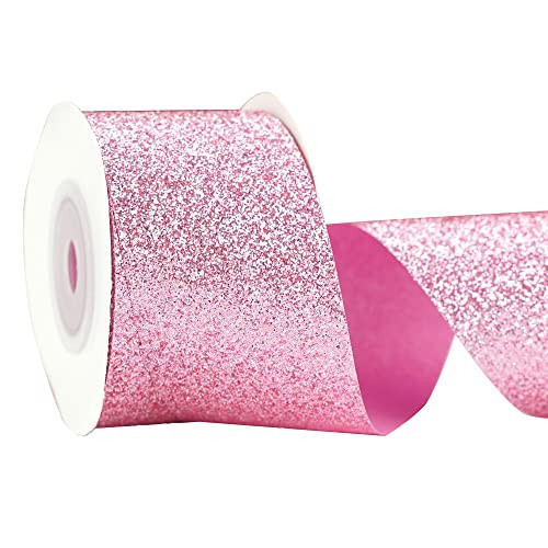 MEEDEE Pink Glitter Ribbon - 1.5 inch x 10 Yards Sparkly Gift Wrapping Ribbon for Cards, Crafts, Wreaths, Christmas Decor & Wedding Parties | Amazon (US)