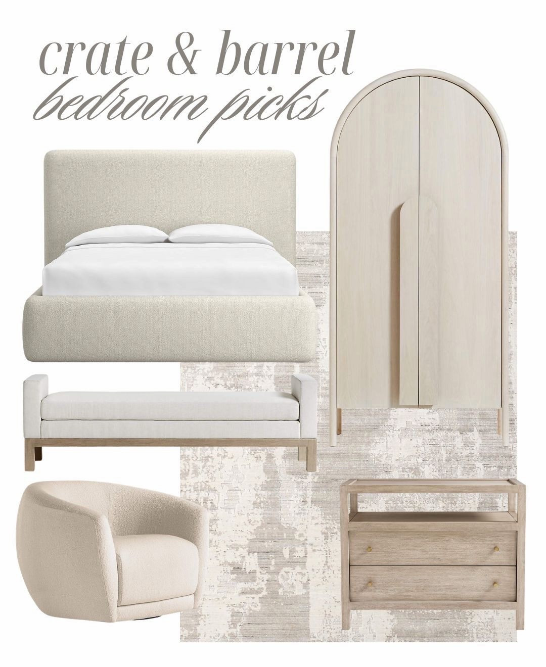 Bedroom picks From @Crate & Barrel 💫💕

Calm neutral bedroom, home decor, bedroom storage, bedroom organization, swivel chair, lounge chair, neutral rug, neutral home, nightstand, bedroom makeover 





#LTKOver40 #LTKHome #LTKSaleAlert