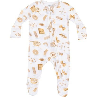 Cute Pasta 2 Way Zipper Footie, White | Maisonette