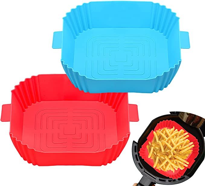 2Pcs Air Fryer Silicone Liners- Reusable Air Fryer Square Liner, Heat Resistant Easy Cleaning Air... | Amazon (US)