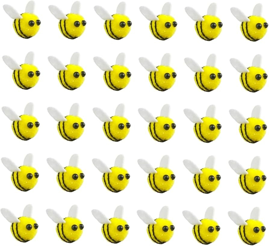 60 PCS Wool Felt Bees Felt for Crafts Mini Bee Plush Decor for Tiered Tray Decoration Party Favor... | Amazon (US)