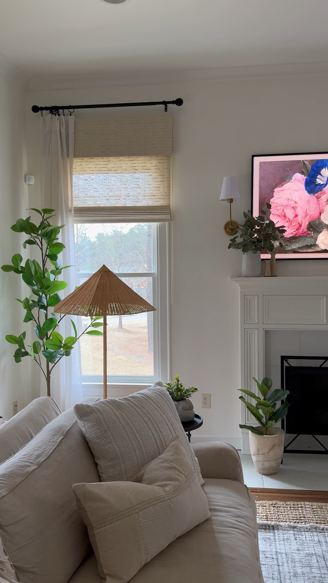 Spring living room // spring decor ideas for the home // curtains // frame TV //lamp // plant 

#LTKFind #LTKhome #LTKunder100
