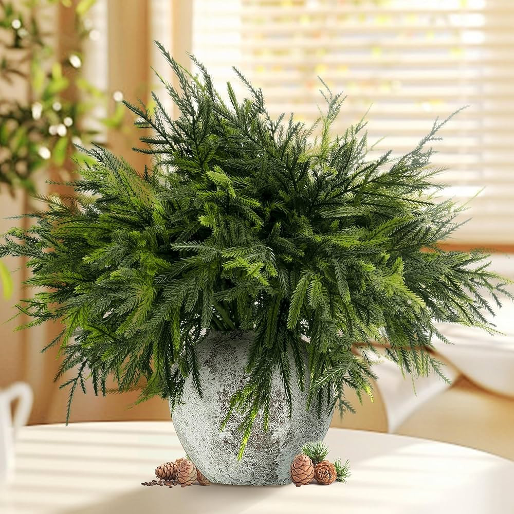 18.5 inches Norfolk Pine Branches - Artificial Christmas Greenery Branches Faux Greenery Stems Fa... | Amazon (US)