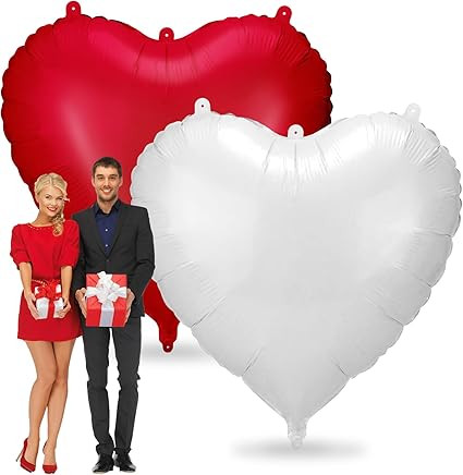 Ceenna 2 Pcs 68.1 x 63 Inch Huge Heart Balloons Romantic Jumbo Large Heart Foil Balloons for Wedd... | Amazon (US)