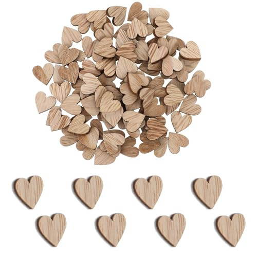 Giantree 100Pcs 0.5" Wooden Hearts for Crafts - Small Unfinished Heart Cutout Slices for DIY Crafts, Signs, Tags - Valentines Day, Birthday, Wedding Decorations | Amazon (US)