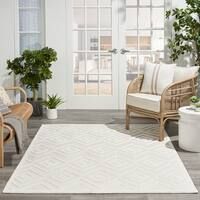 Nourison Versatile Indoor/Outdoor Geometric Flatweave Area Rug - 7' x 10' - Ivory/White | Bed Bath & Beyond