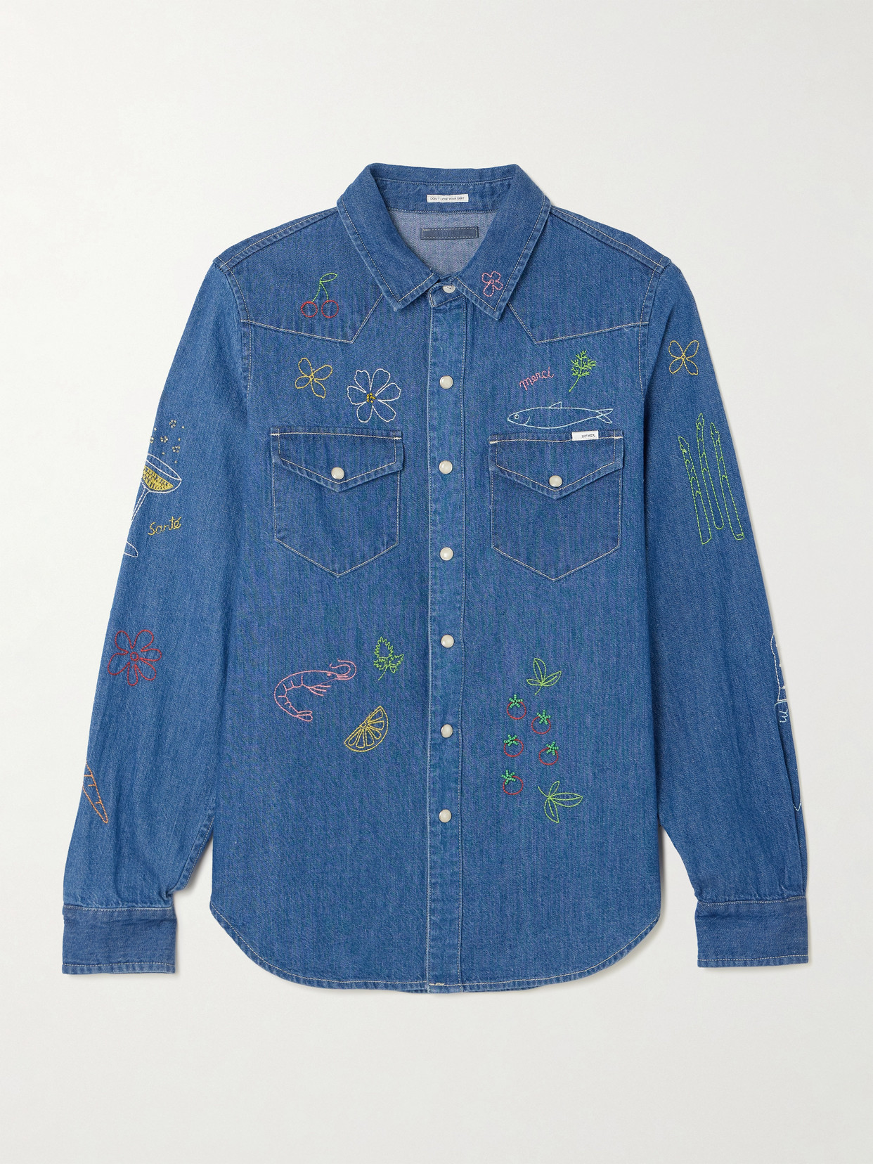 Mother - All My Eyes Embroidered Denim Shirt - Blue | NET-A-PORTER (US)