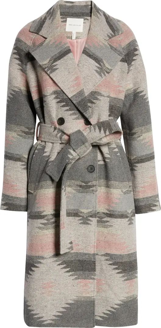 Belted Blanket Pattern Walking Coat | Nordstrom