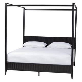 Primrose Black Wood Frame King Size Canopy Bed | The Home Depot