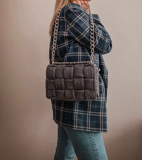 Elegant grey handbag, classy gray clutch, personalized gift for mom, anniversary present, custom ... | Etsy (US)