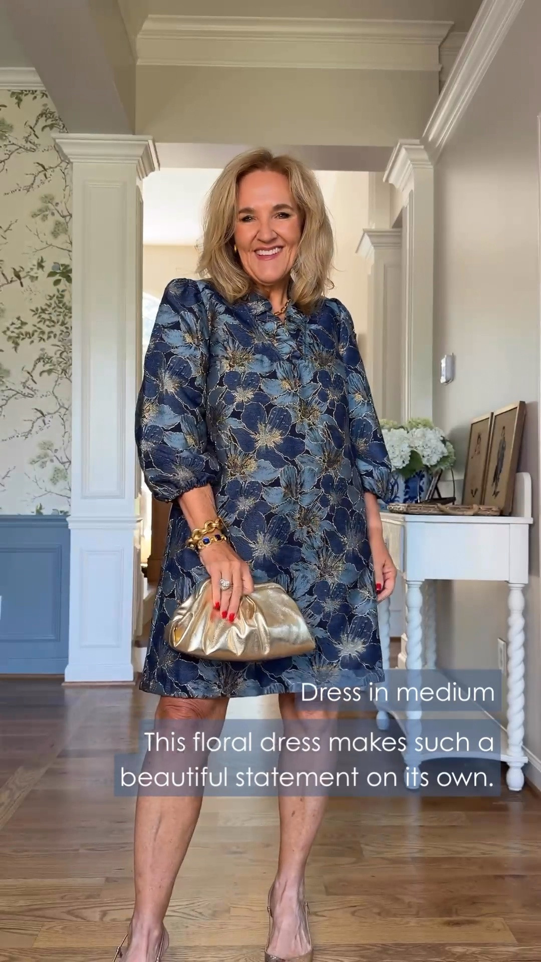 This dress really does make a statement all on its own. I’m wearing a medium, and I’d keep everything else simple so that beautiful floral print gets to shine.

#LTKootd #LTKWedding #LTKOver40