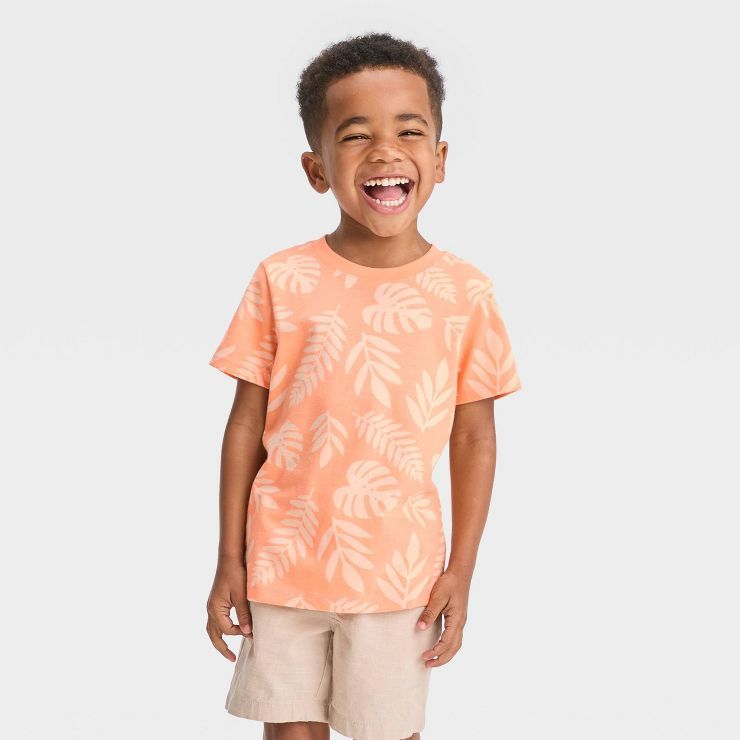 Toddler Boys' Short Sleeve Jersey T-Shirt - Cat & Jack™ Peach Orange | Target