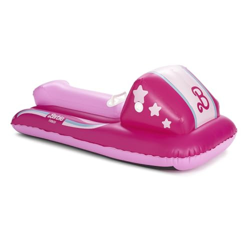 FUNBOY & Barbie 50" Kids Inflatable Skimobile Winter Snow Sled, 1-2 Riders with Grooved Rubber Base Tracks, 2 Handles, and Hand Pull Rope | Amazon (US)