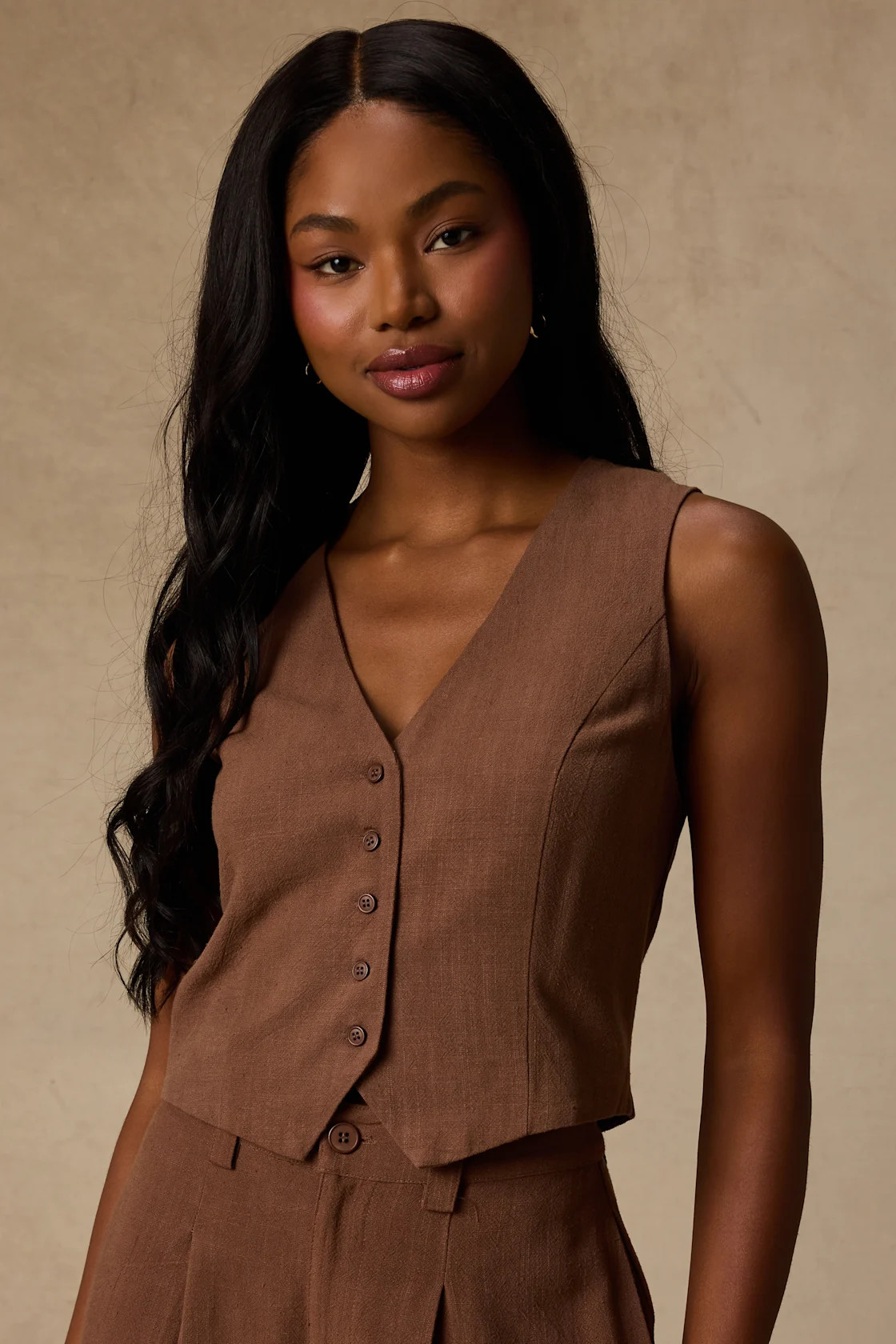 Suits You Perfectly Brown Linen Vest | Lulus